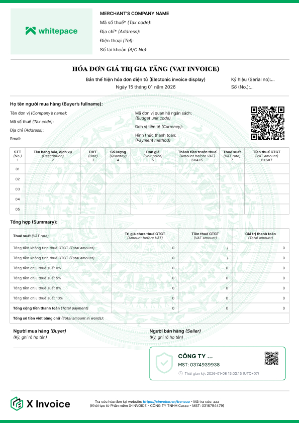 Mẫu hoá đơn