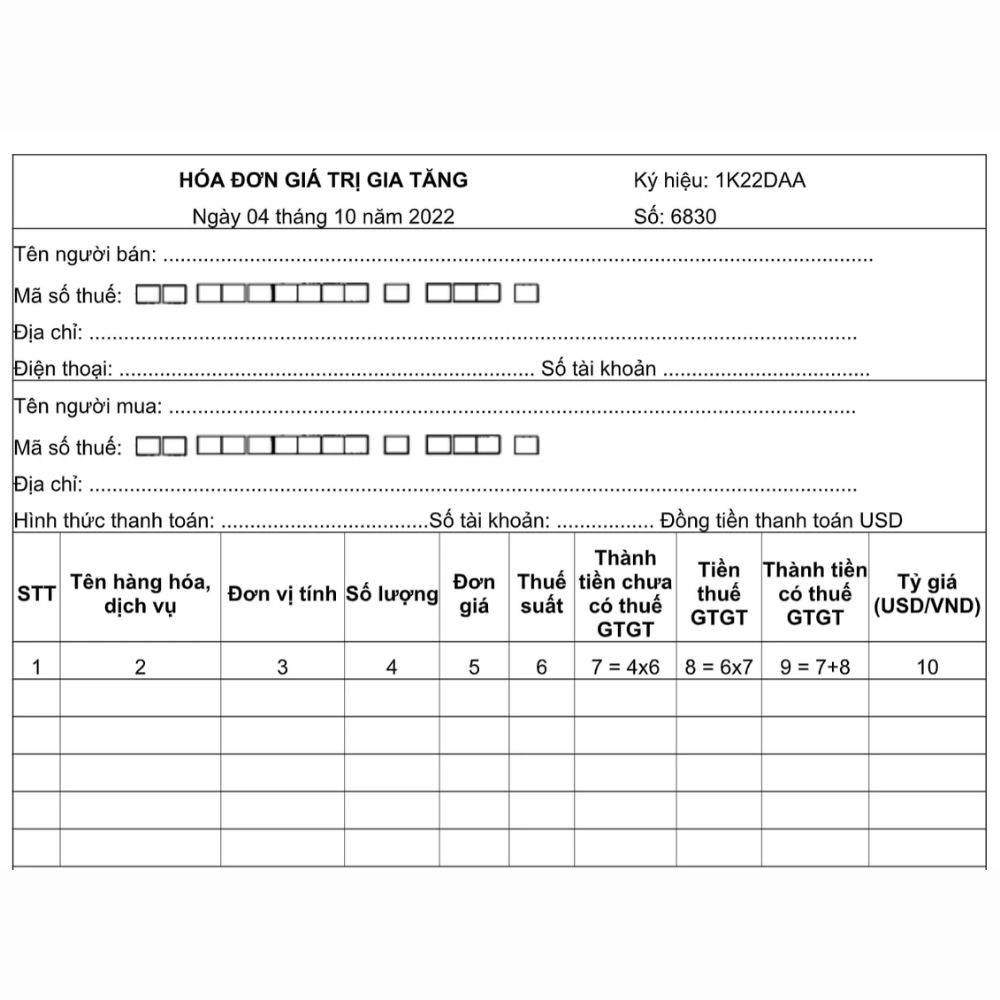 Mẫu hoá đơn gtgt