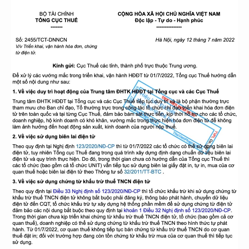Công văn số 2455TCT-DNNCN