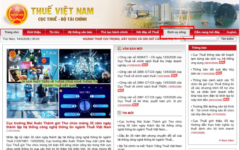 Tra cứu mst qua cổng thông tin của Tổng cục Thuế 